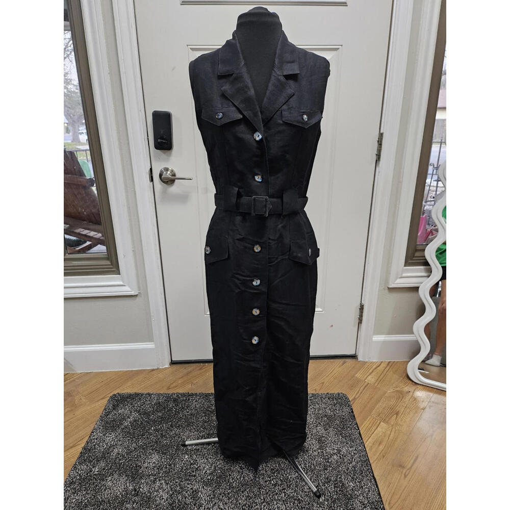 Express Black Belted Shirt Dress Women's Size 7/8 Buttons